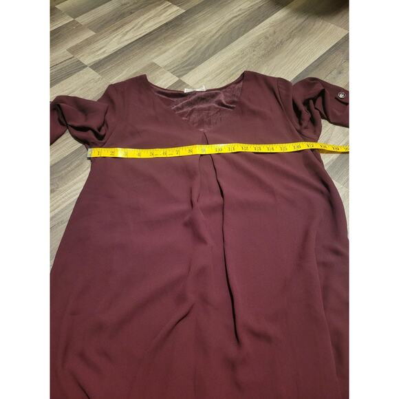 Lush burgundy 3/4 sleeve roll tab tunic blouse Size S - Picture 6 of 6